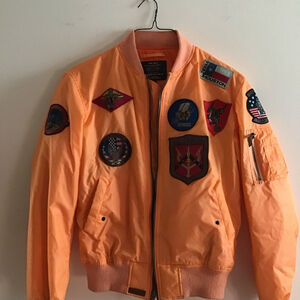 Top Gun MA 1 Bomber Jacket‎ Orange Patches U.S. Air Force Men's Size S